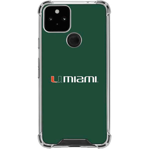 University of Miami Horizontal Mark on Green Google Pixel 5 Clear Case